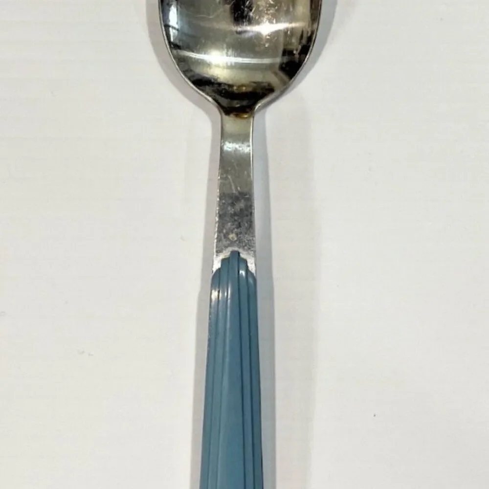 6 Pieces Vintage Blue Jazz Korea Stainless Steel Flatware Spoons Knife
